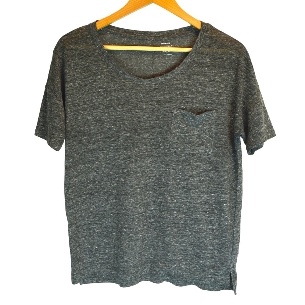 Old Navy Boyfriend Linen Blend Grey T Shirt,‎ Size XS